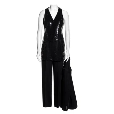 Pre-owned Alexander Mcqueen Black Wool And Sequin Four-piece 'joan' Suit, Fw 1998