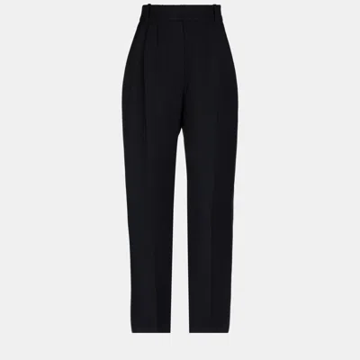 Pre-owned Alexander Mcqueen Black Wool And Silk Trousers Size 40
