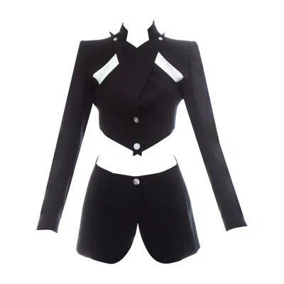 Pre-owned Alexander Mcqueen Black Wool Blazer Jacket With Cut Outs, Ss 1999