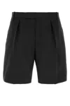 Alexander Mcqueen Men Black Wool Blend Bermuda Shorts In Black