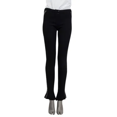 Pre-owned Alexander Mcqueen Black Wool Blend Catch Stitch Flared Pants 38 Xs