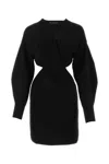Alexander Mcqueen Mini Wool Twisted Dress In Black