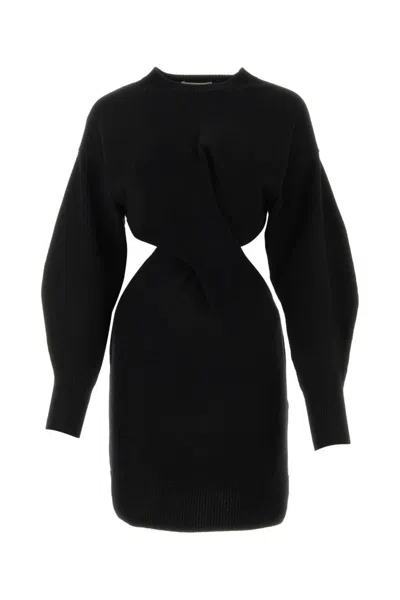 ALEXANDER MCQUEEN BLACK WOOL BLEND DRESS
