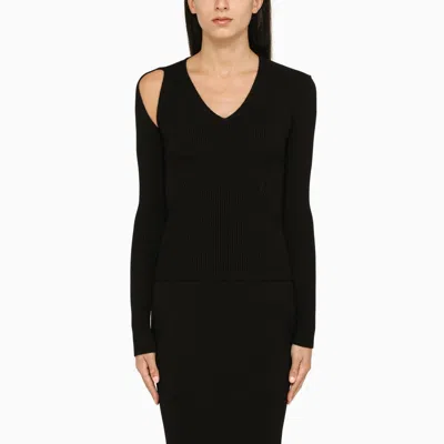 ALEXANDER MCQUEEN ALEXANDER MCQUEEN BLACK WOOL BLEND SWEATER