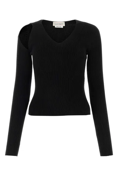 Alexander Mcqueen Black Wool Blend Sweater