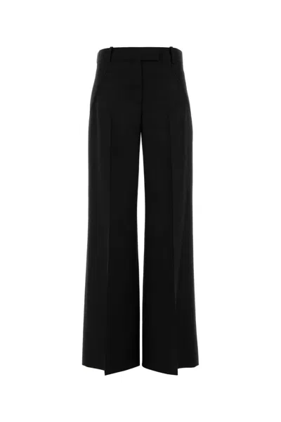 Alexander Mcqueen Black Wool Blend Wide Leg Pant