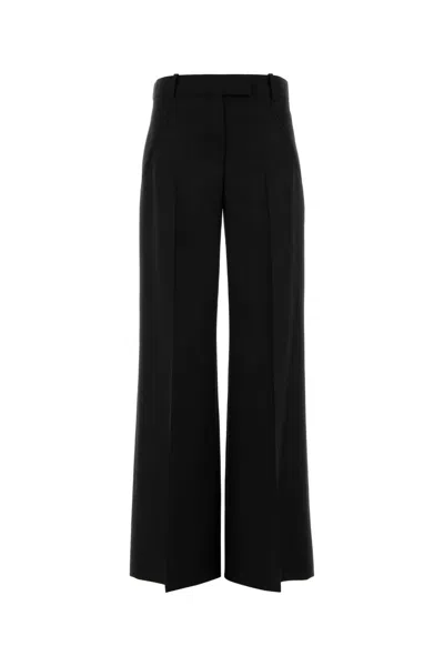 Alexander Mcqueen Black Wool Blend Wide-leg Pant