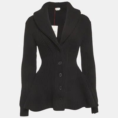 Pre-owned Alexander Mcqueen Black Wool Buttoned Cardigan Xs