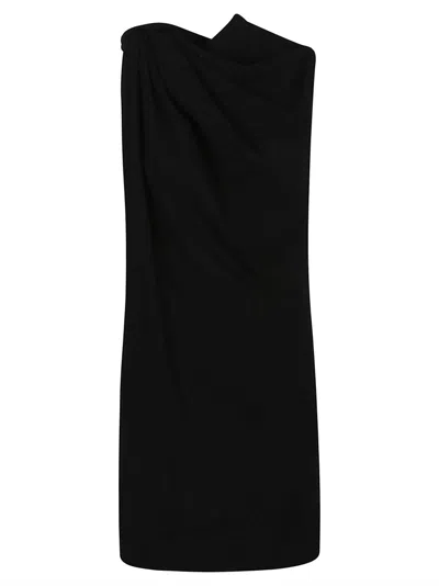 Alexander Mcqueen Draped One Shoulder Sleeveless Dress In Black