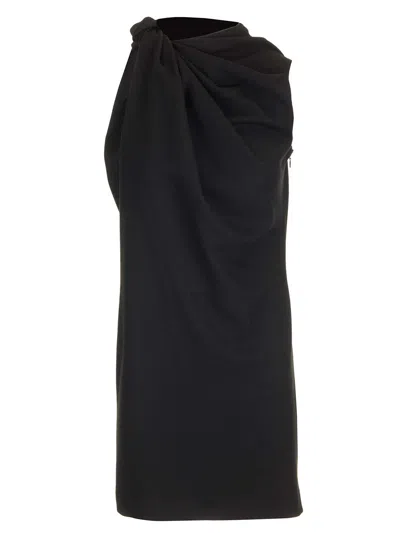 Alexander Mcqueen Black Wool Crepe Mini Dress Dresses Black