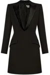 Alexander Mcqueen Black Wool Dress In Green