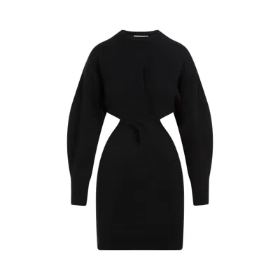 Alexander Mcqueen Black Wool Mini Dress