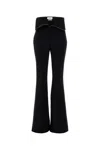 Alexander Mcqueen Wool Flared Leg Pant With Folded Waistband In Black