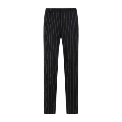 Alexander Mcqueen Black Wool Pinstripe Pants