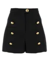 Alexander Mcqueen High-waisted A-line Wool Shorts With Decorative Buttons In Black