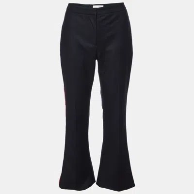 Pre-owned Alexander Mcqueen Black Wool Side Striped Flared Trouser M