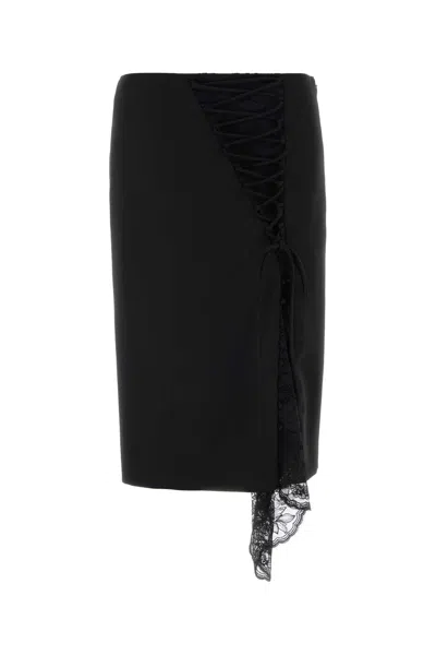 Alexander Mcqueen Reg Waist Lace Skirt In Black