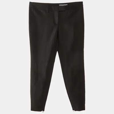Pre-owned Alexander Mcqueen Black Wool Slim Fit Trousers S