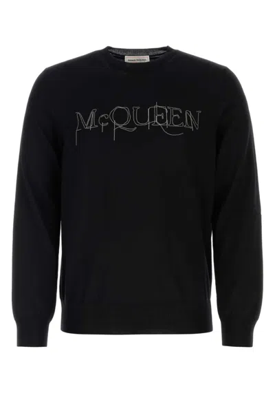 ALEXANDER MCQUEEN BLACK WOOL SWEATER