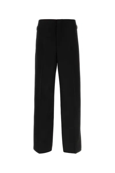 Alexander Mcqueen Black Wool Wide-leg Pant In Animal Print