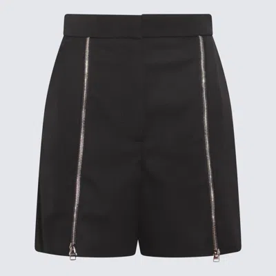 Alexander Mcqueen Black Wool Zipped Shorts