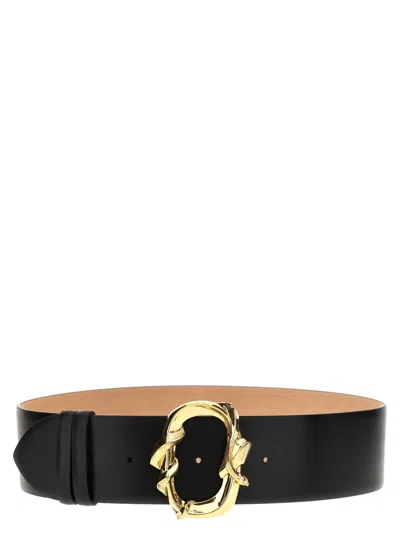 ALEXANDER MCQUEEN BLACK WRAPPED SNAKE BUCKLE BELT