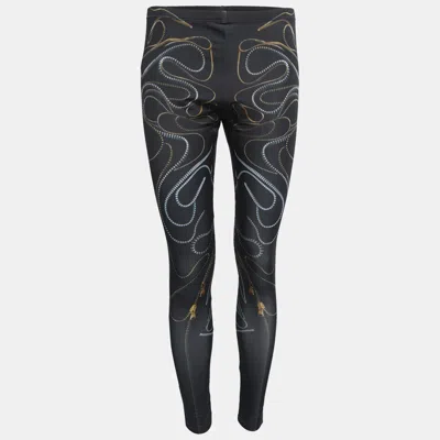 Pre-owned Alexander Mcqueen Black Zipper Print Jersey Leggings M