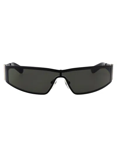 Alexander Mcqueen Black-black-grey Metal Sunglasses In Neutral
