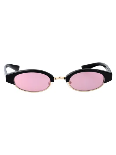 Alexander Mcqueen Black-black-pink Recycled Acetate Sunglasses In Multi
