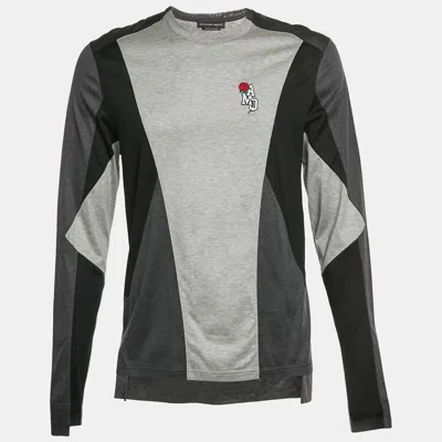 Pre-owned Alexander Mcqueen Black/grey Jersey Long Sleeves T-shirt M In Gray