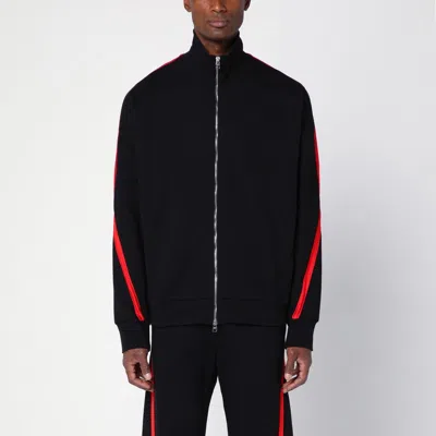ALEXANDER MCQUEEN ALEXANDER MCQUEEN BLACK/RED COTTON ZIP SWEATSHIRT