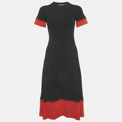 Pre-owned Alexander Mcqueen Black/red Rib Knit Skirt Set Xs