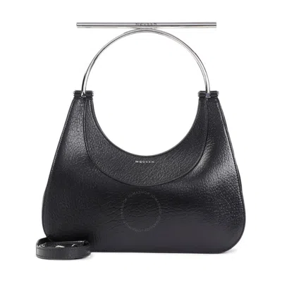 Alexander Mcqueen Black/silver Ladies T-bar Bag In Silver Tone/black