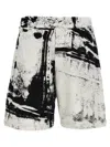Alexander Mcqueen All Over Print Bermuda Shorts In Blackwhite