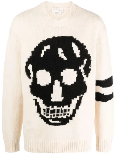 ALEXANDER MCQUEEN WHITE PRINTED SWEATER