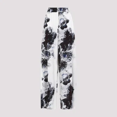 ALEXANDER MCQUEEN BLACKWHITE INK SILK PANTS