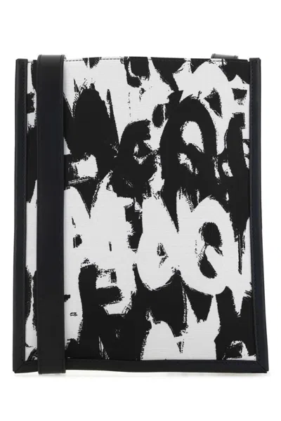 ALEXANDER MCQUEEN BLACKWHITE PRINTED NYLON CROSSBODY BAG