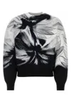 Alexander Mcqueen Blackwhite Printed Stretch Sweater In Blackwhite