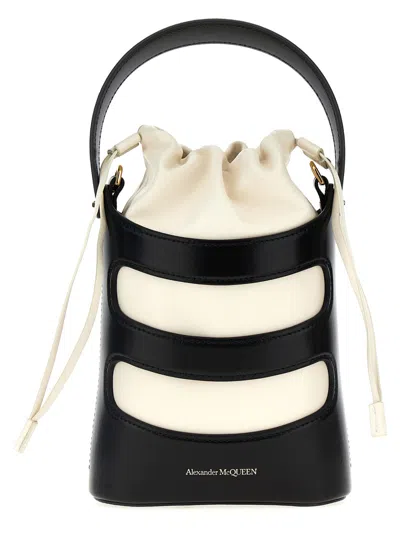ALEXANDER MCQUEEN BLACKWHITE THE RISE MINI BUCKET BAG