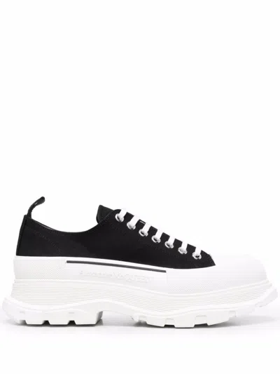 ALEXANDER MCQUEEN BLACKWHITE TREAD SLICK SNEAKERS