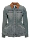 Alexander Mcqueen Alexander Mc Queen Light Blue Washed Denim Jacket With Ruffles In Blue