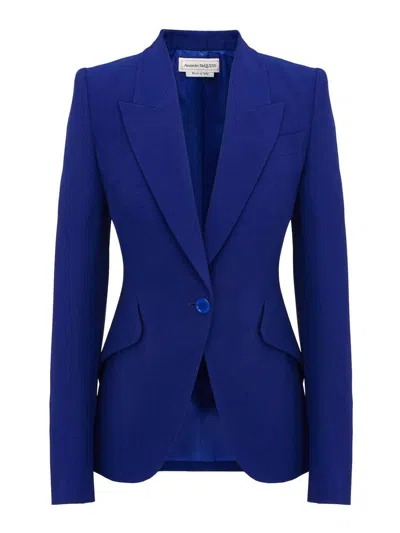 Alexander Mcqueen Tailored Single-breasted Blazer In Blue