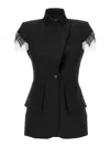 Alexander Mcqueen Alexander Mc Queen Sleeveless Jacket In Black/ivory Spider Web Lace In Black