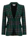 Alexander Mcqueen Single-breasted Wool Tartan Jacket With Peak Lapels In Green