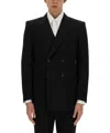 Alexander Mcqueen Double-breasted Tailored Jacket Structured Shoulders In Black