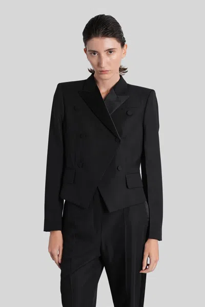 Alexander Mcqueen Double-breasted Wool-blend Blazer In Black