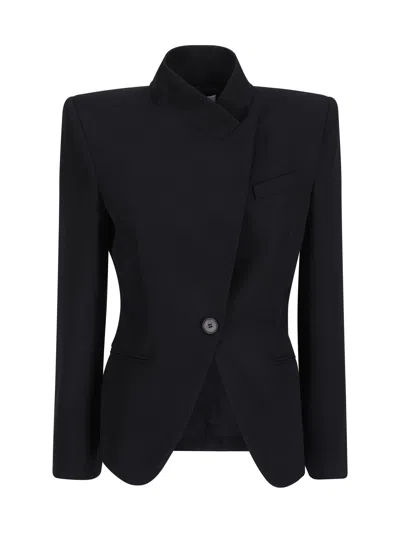 ALEXANDER MCQUEEN BLACK WOOL BLAZER