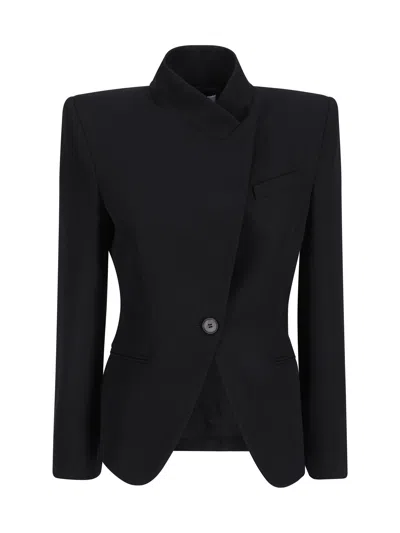 Alexander Mcqueen Woman Black Blazers