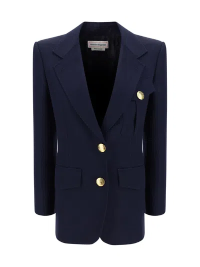 Alexander Mcqueen Blazer Jacket In Blue