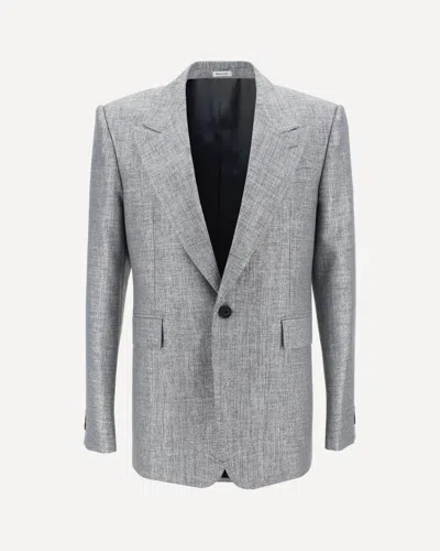 Alexander Mcqueen Men Blazer Jacket In Gray